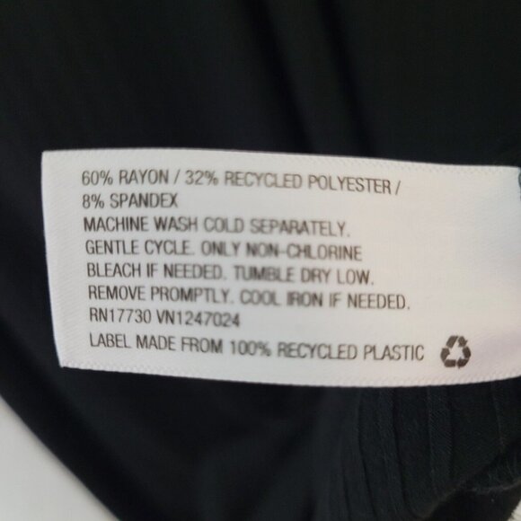 A New Day Ribbed V-Neck Twist Front Midi Dress Womens Size Small Black Side Slit - Picture 6 of 6